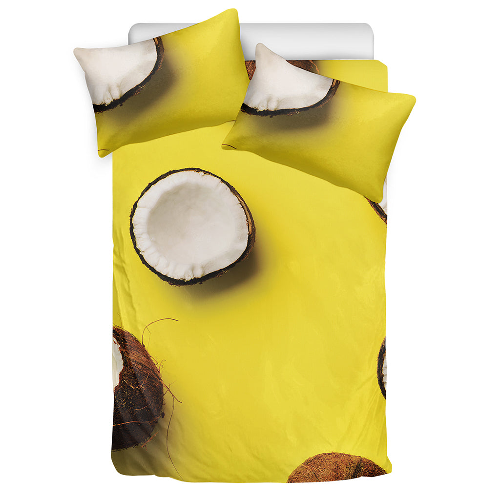 Yellow Coconut Pattern Print Duvet Cover Bedding Set
