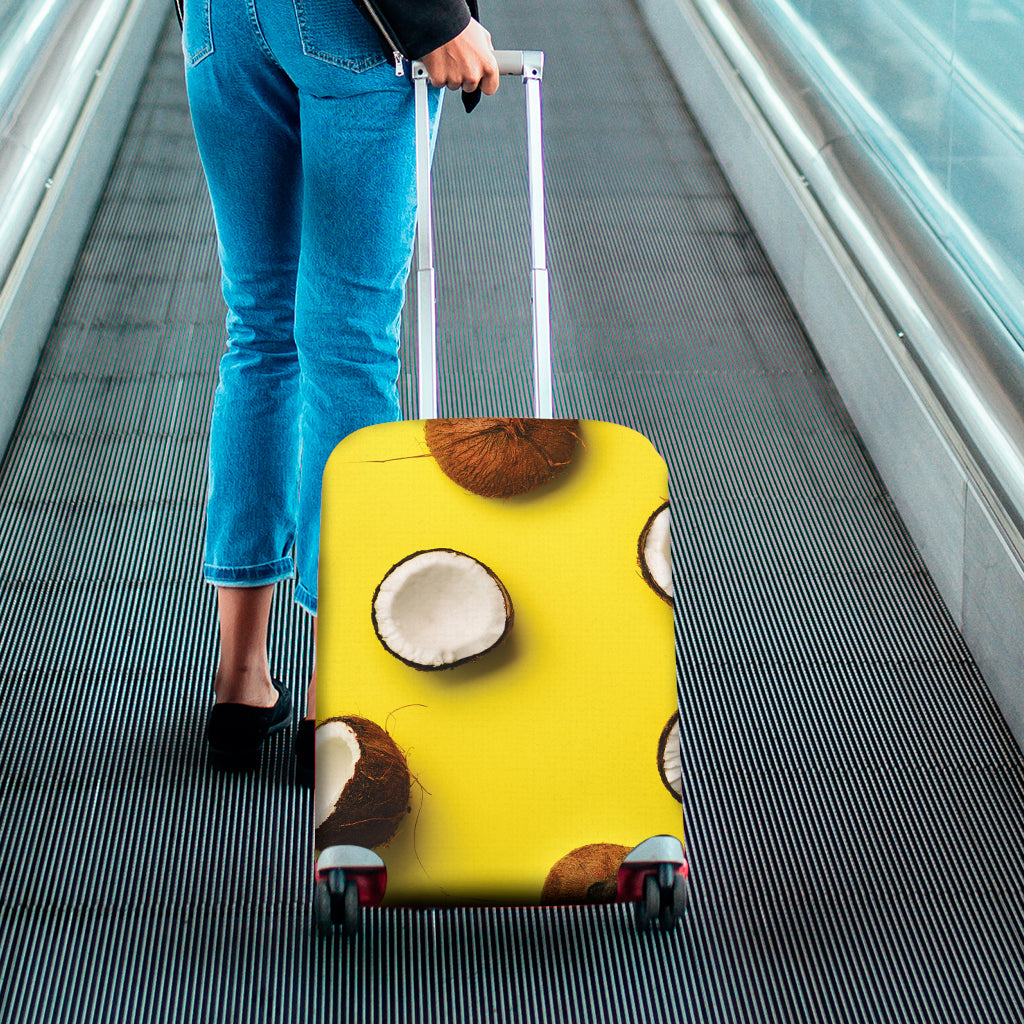 Yellow Coconut Pattern Print Luggage Cover