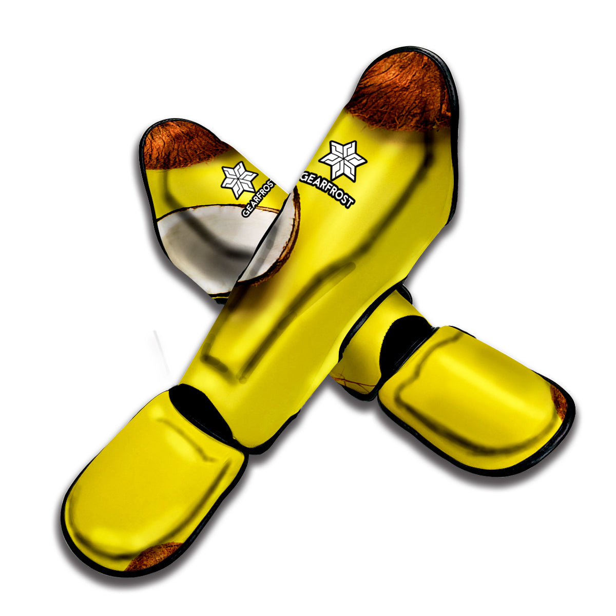 Yellow Coconut Pattern Print Muay Thai Shin Guard