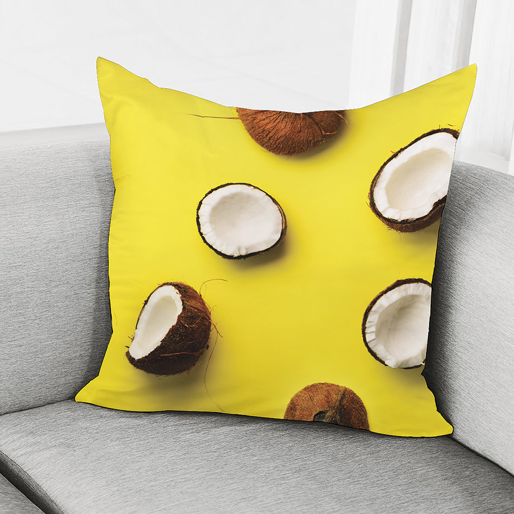 Yellow Coconut Pattern Print Pillow Cover