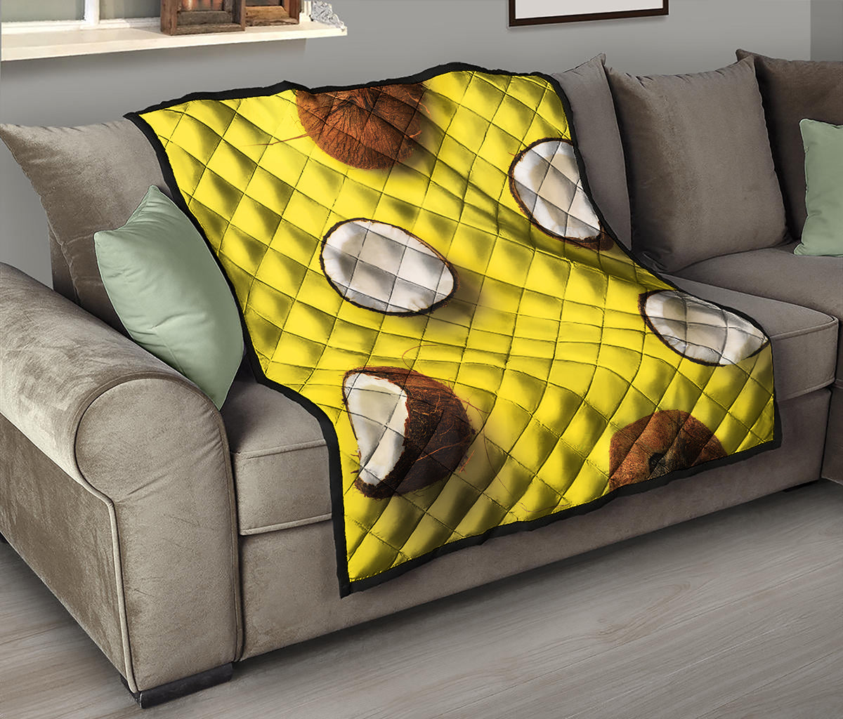 Yellow Coconut Pattern Print Quilt