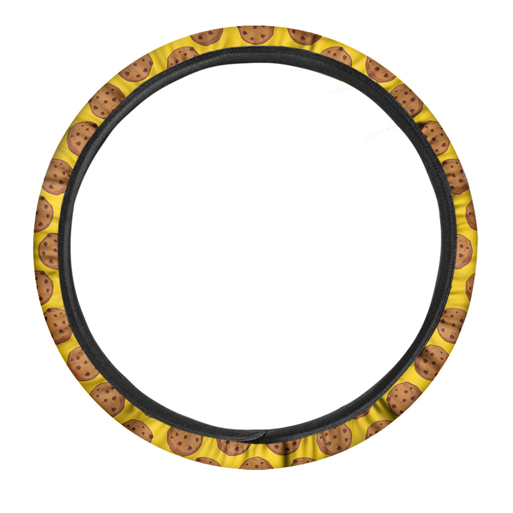 Yellow Cookie Pattern Print Car Steering Wheel Cover
