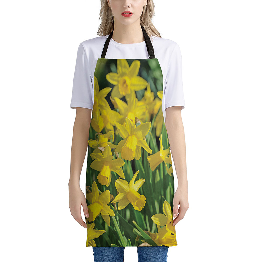 Yellow Daffodil Flower Print Apron