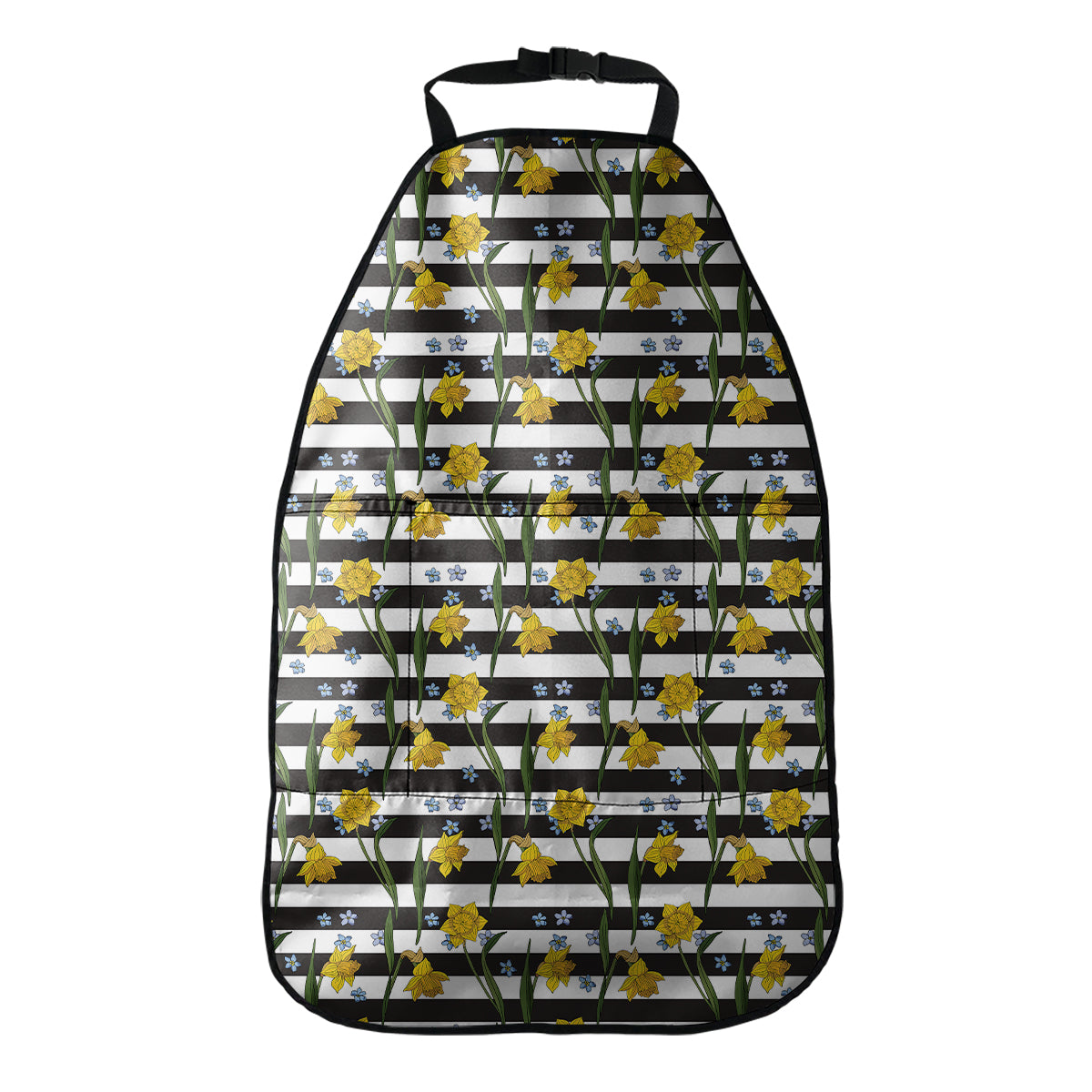 Yellow Daffodil Striped Pattern Print Car Seat Organizers