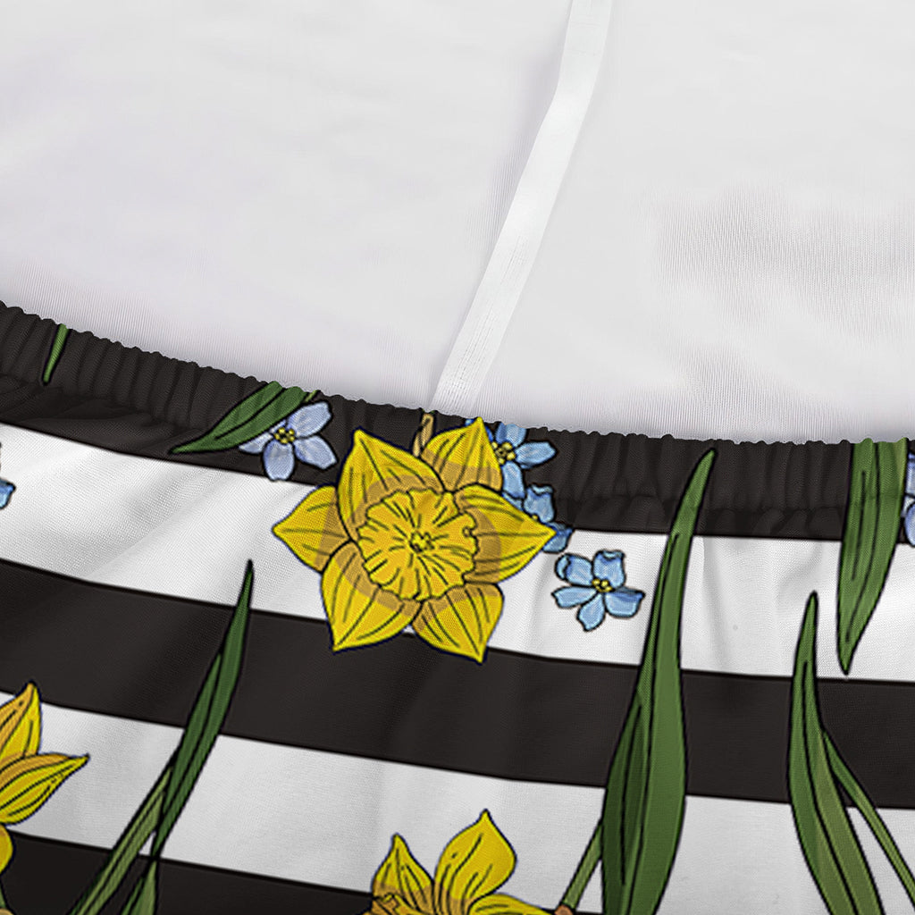 Yellow Daffodil Striped Pattern Print Sofa Cover