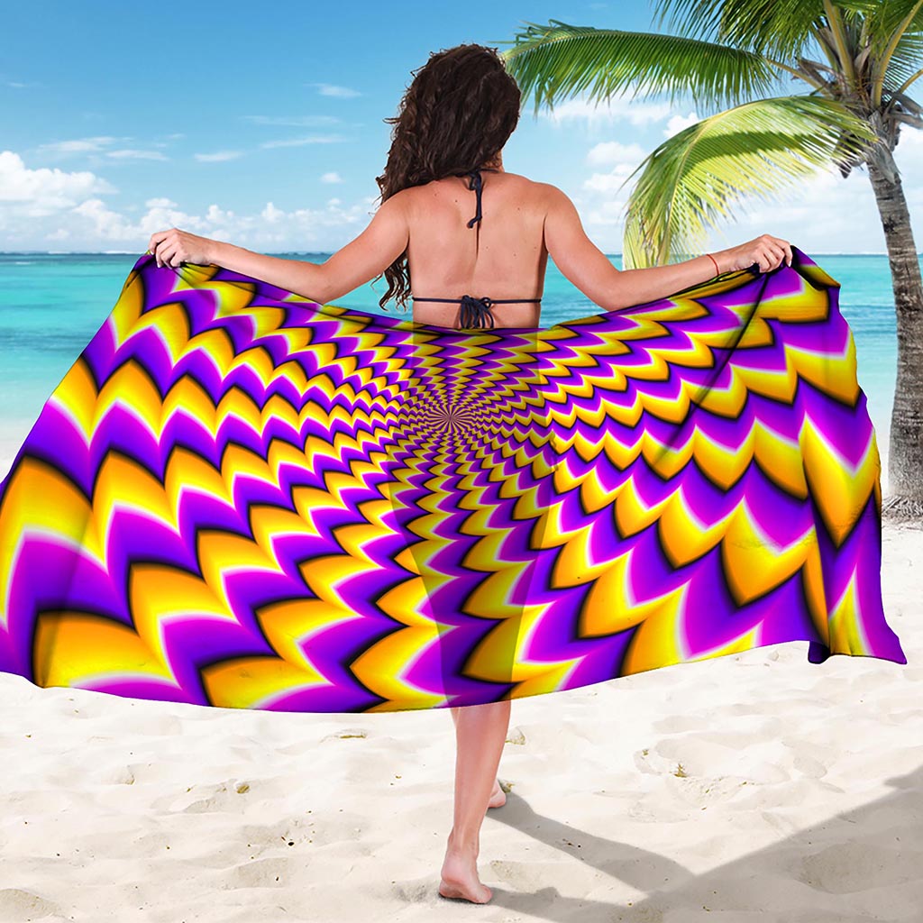 Yellow Dizzy Moving Optical Illusion Beach Sarong Wrap