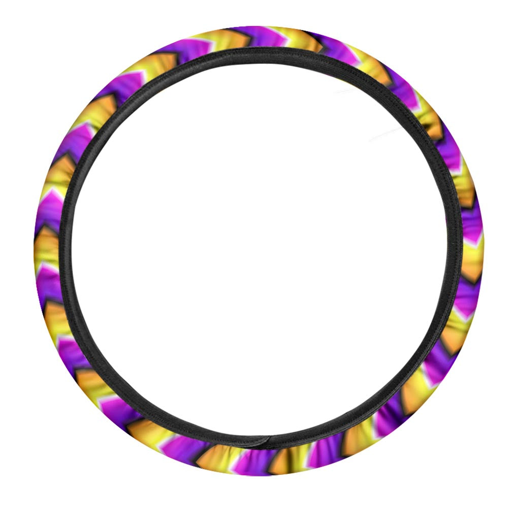 Yellow Dizzy Moving Optical Illusion Car Steering Wheel Cover