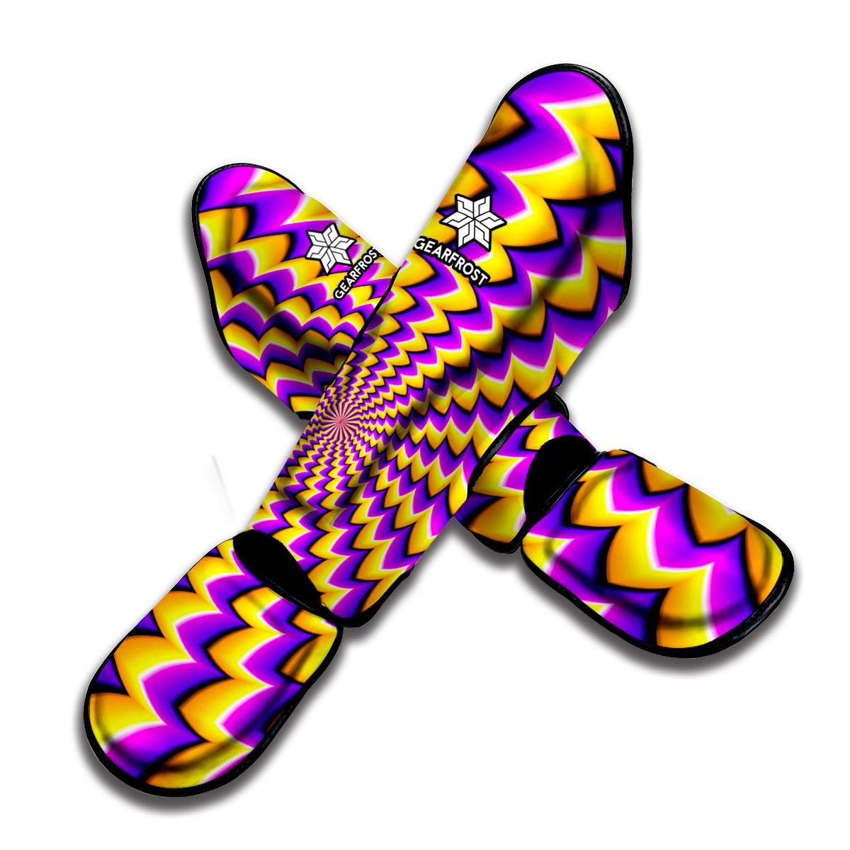 Yellow Dizzy Moving Optical Illusion Muay Thai Shin Guard