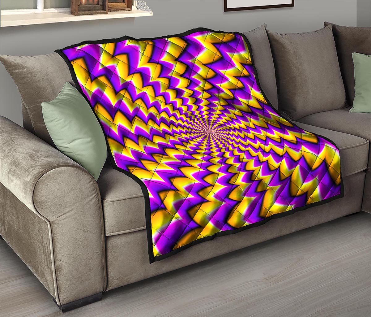 Yellow Dizzy Moving Optical Illusion Quilt