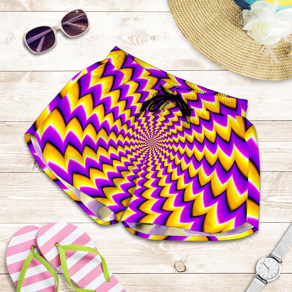 Yellow Dizzy Moving Optical Illusion Women's Shorts