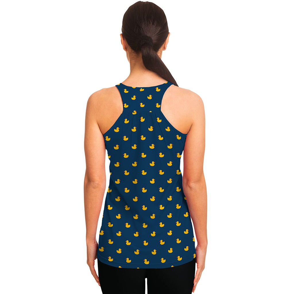 Yellow Duck Pattern Print Women's Racerback Tank Top