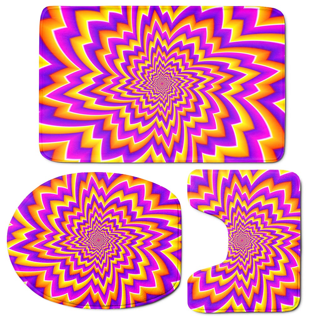 Yellow Expansion Moving Optical Illusion 3 Piece Bath Mat Set