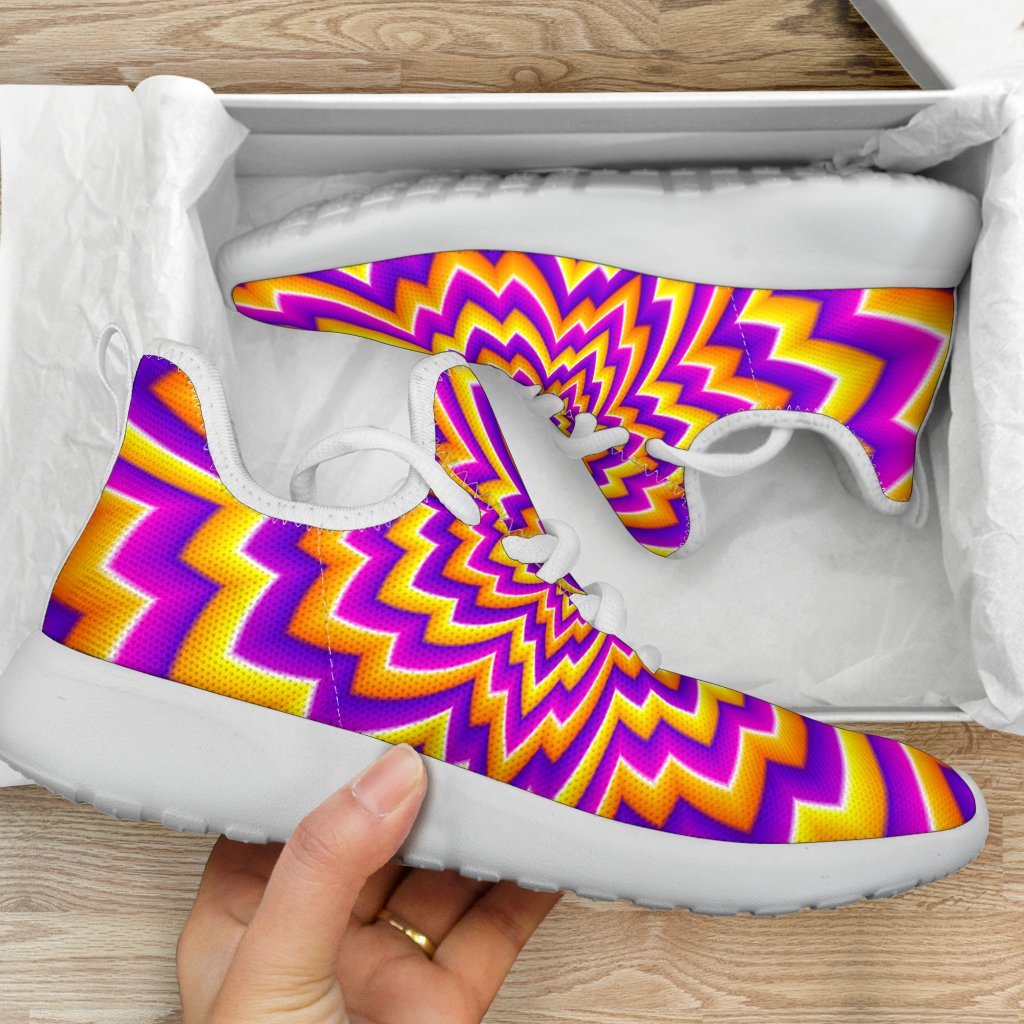 Yellow Expansion Moving Optical Illusion Mesh Knit Shoes GearFrost