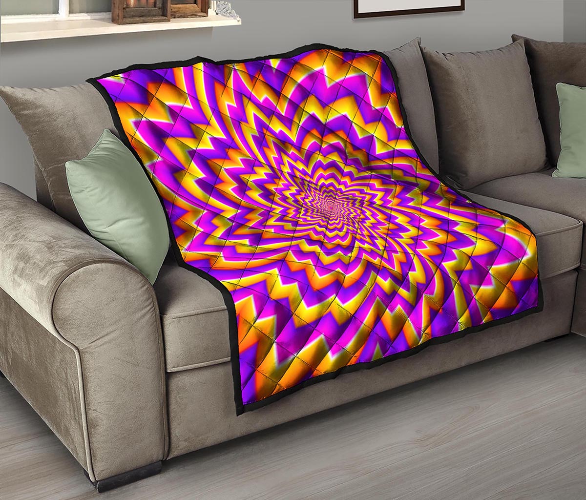 Yellow Expansion Moving Optical Illusion Quilt