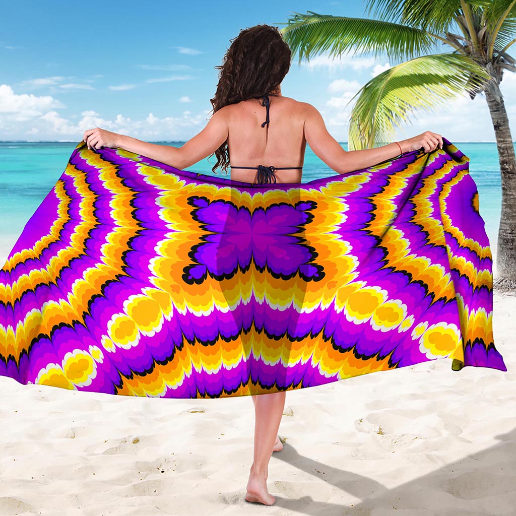 Yellow Explosion Moving Optical Illusion Beach Sarong Wrap