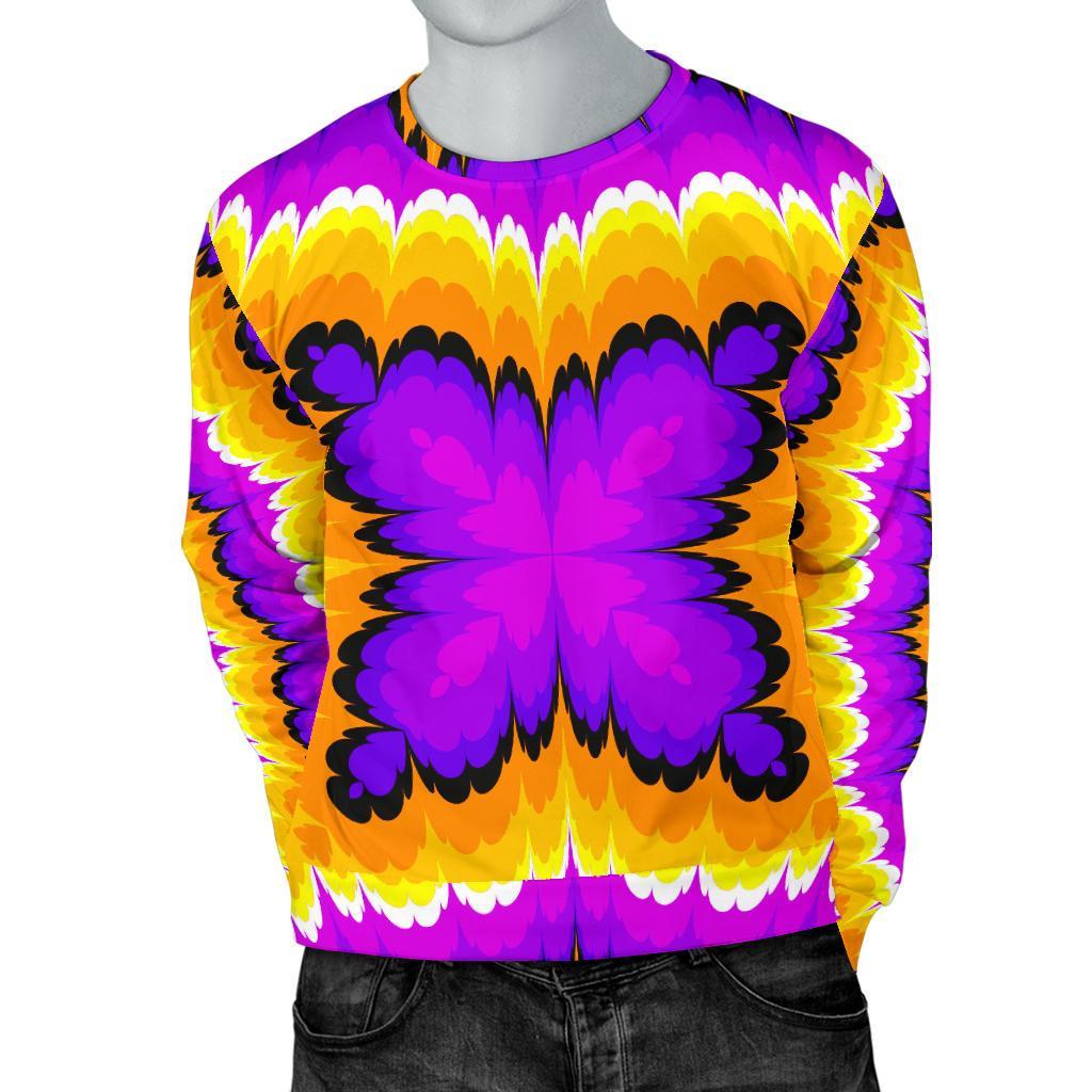 Yellow Explosion Moving Optical Illusion Men's Crewneck Sweatshirt GearFrost