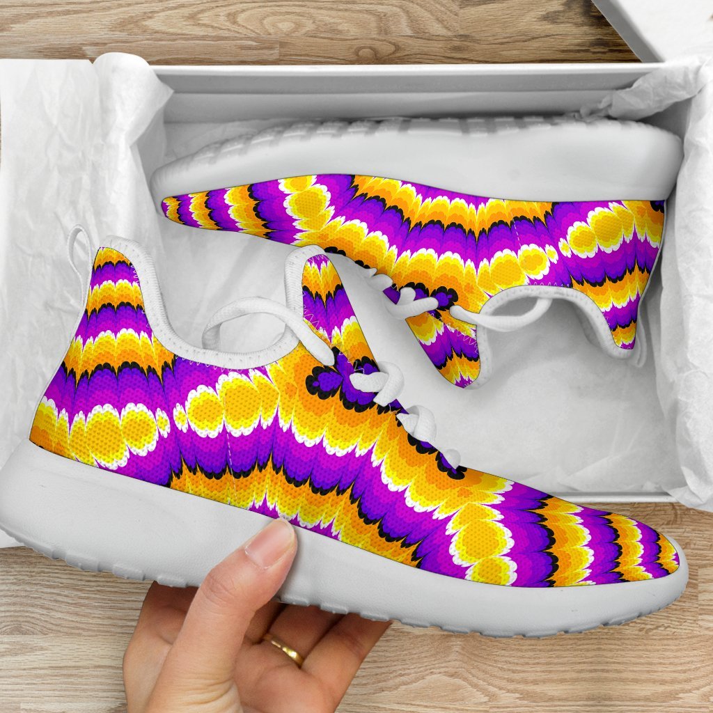 Yellow Explosion Moving Optical Illusion Mesh Knit Shoes GearFrost