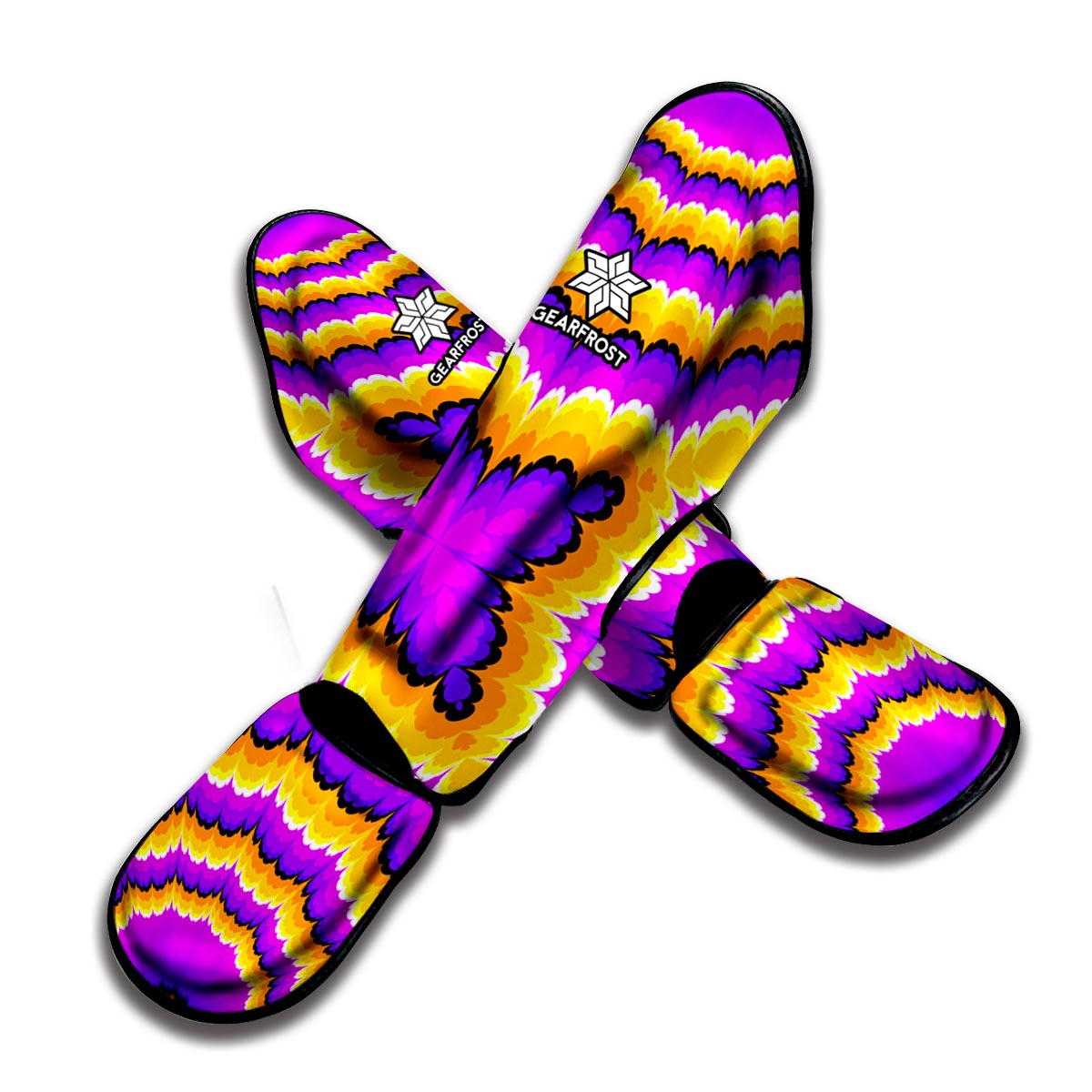 Yellow Explosion Moving Optical Illusion Muay Thai Shin Guard