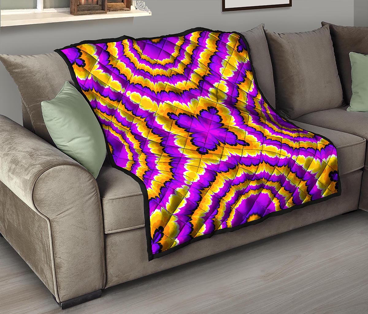 Yellow Explosion Moving Optical Illusion Quilt