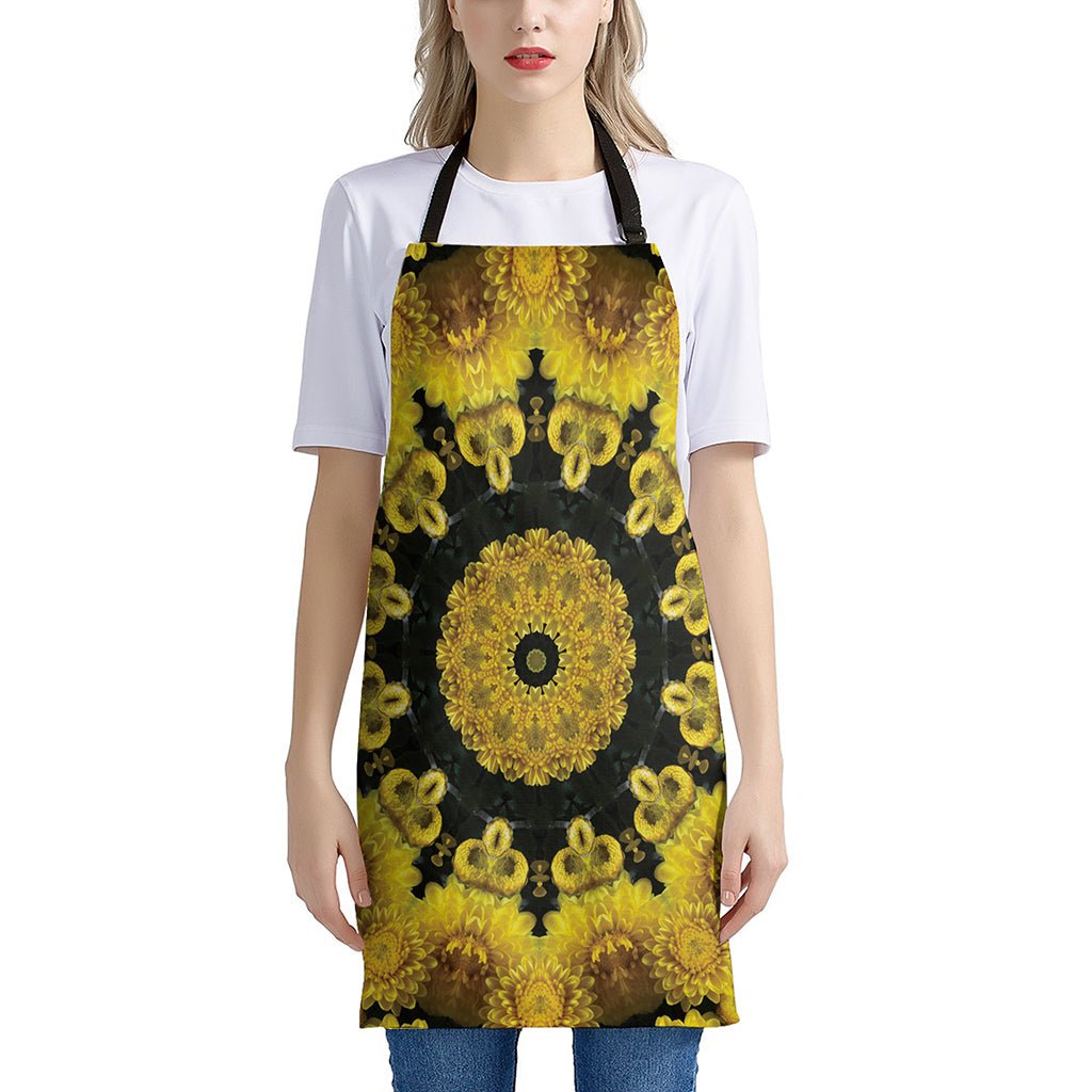 Yellow Flower Kaleidoscope Print Apron