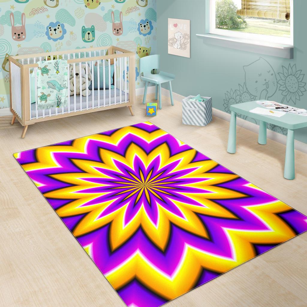 Yellow Flower Moving Optical Illusion Area Rug GearFrost