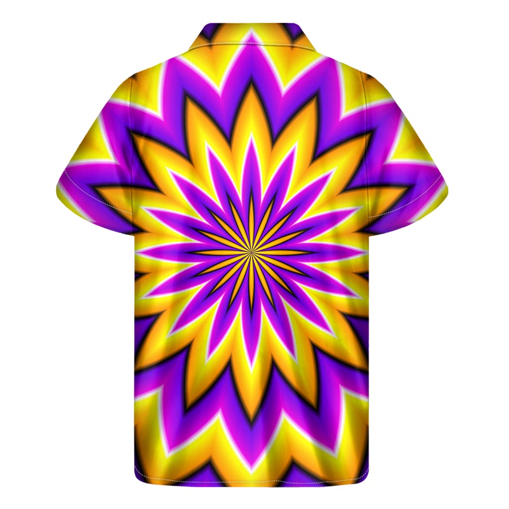 Yellow Flower Moving Optical Illusion Men's Short Sleeve Shirt