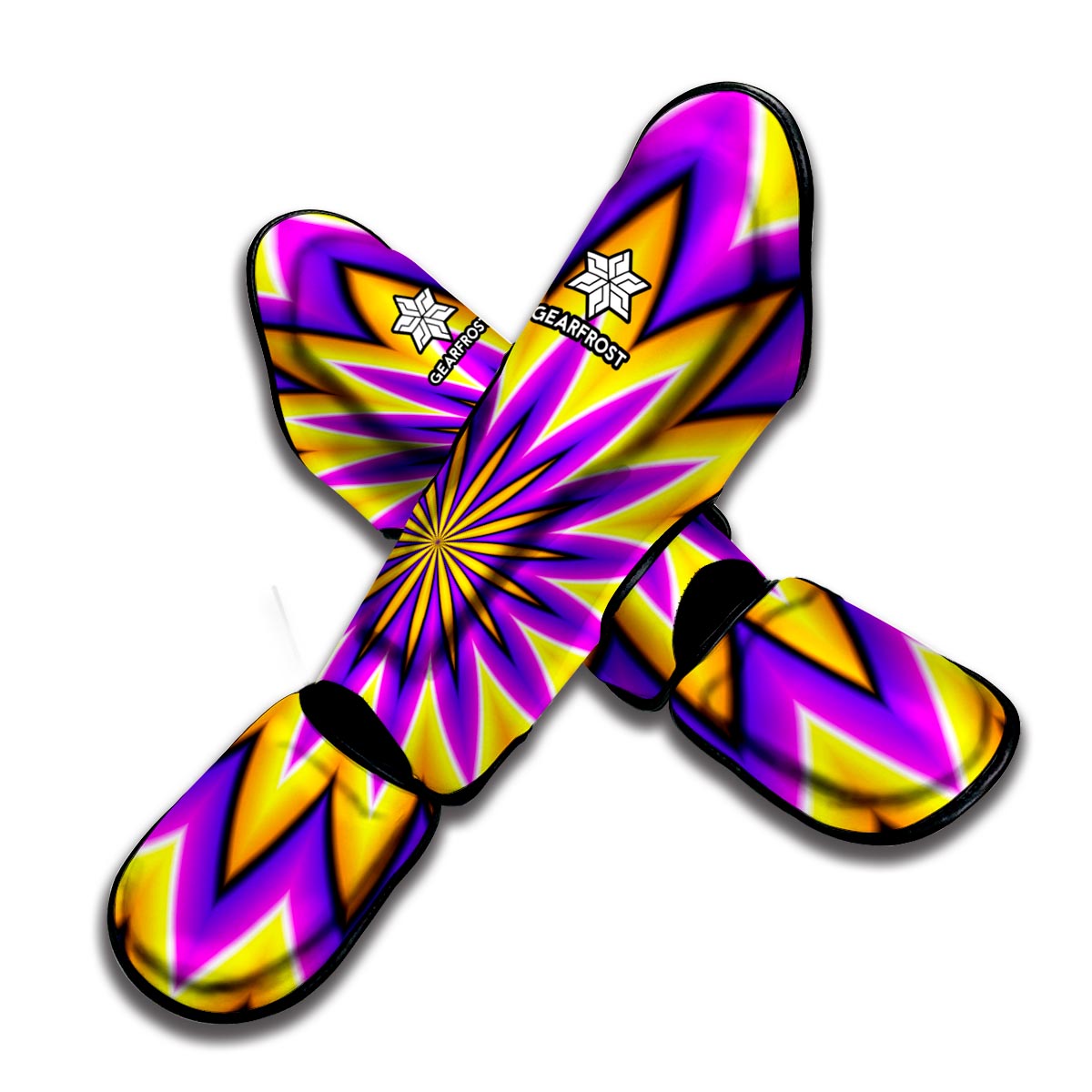 Yellow Flower Moving Optical Illusion Muay Thai Shin Guard