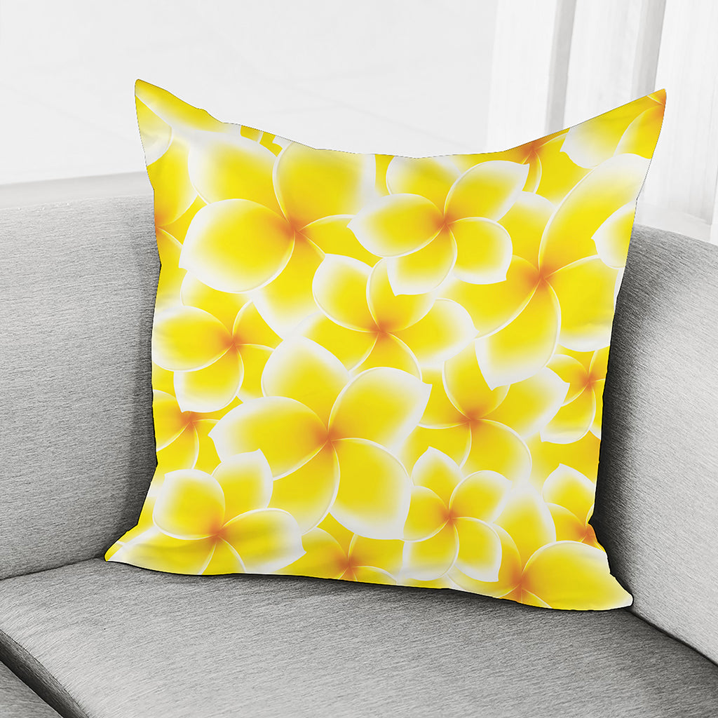 Yellow Frangipani Pattern Print Pillow Cover