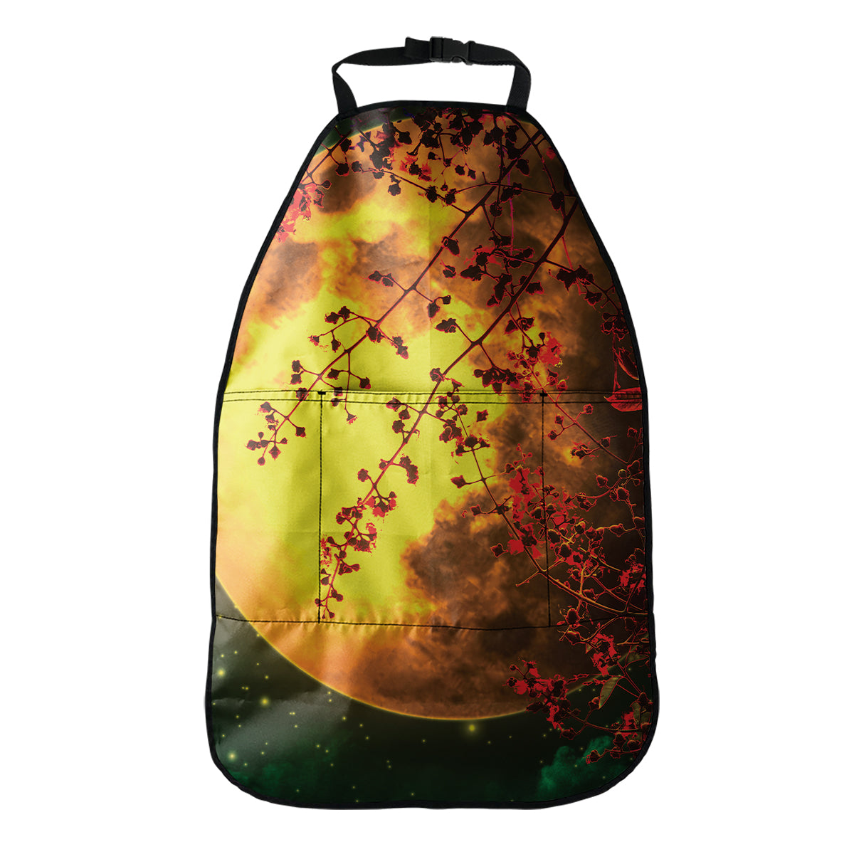 Yellow Full Moon Print Car Seat Organizers