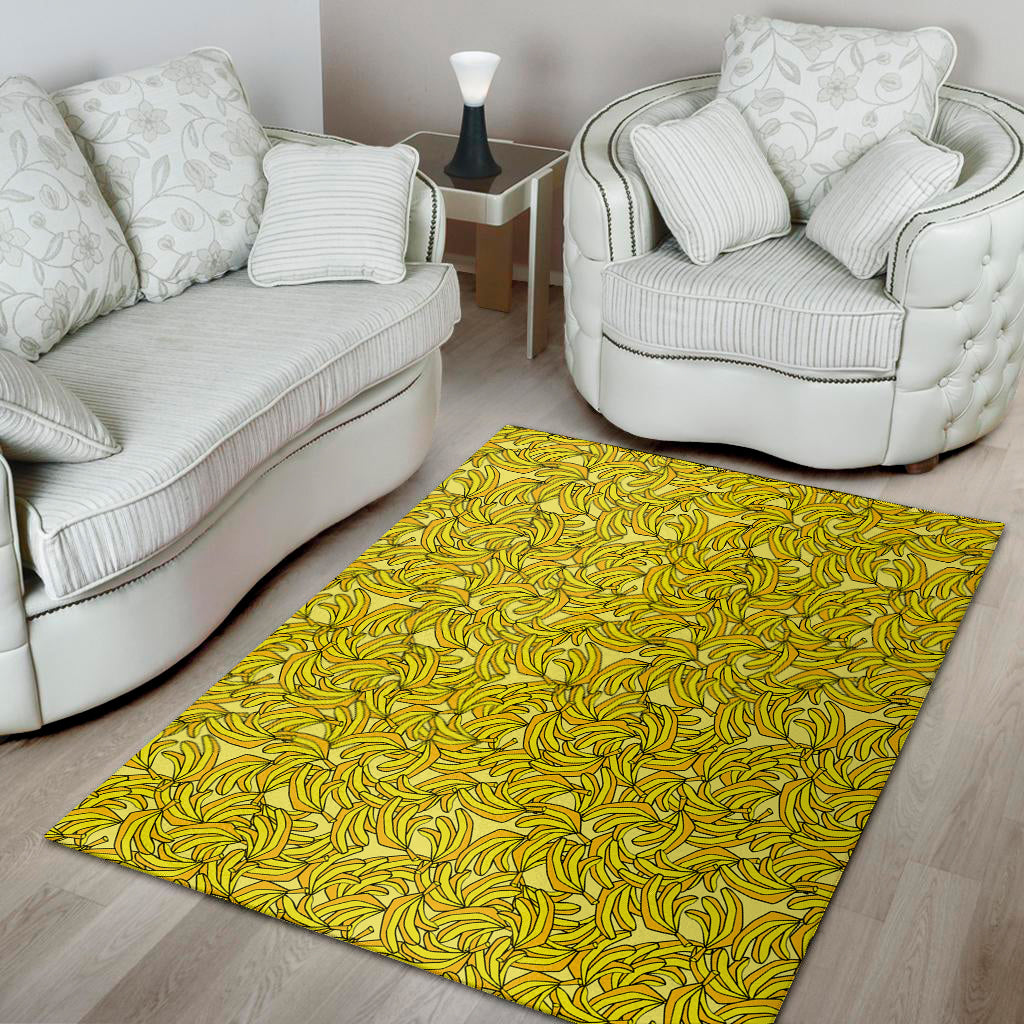 Yellow Geometric Banana Pattern Print Area Rug