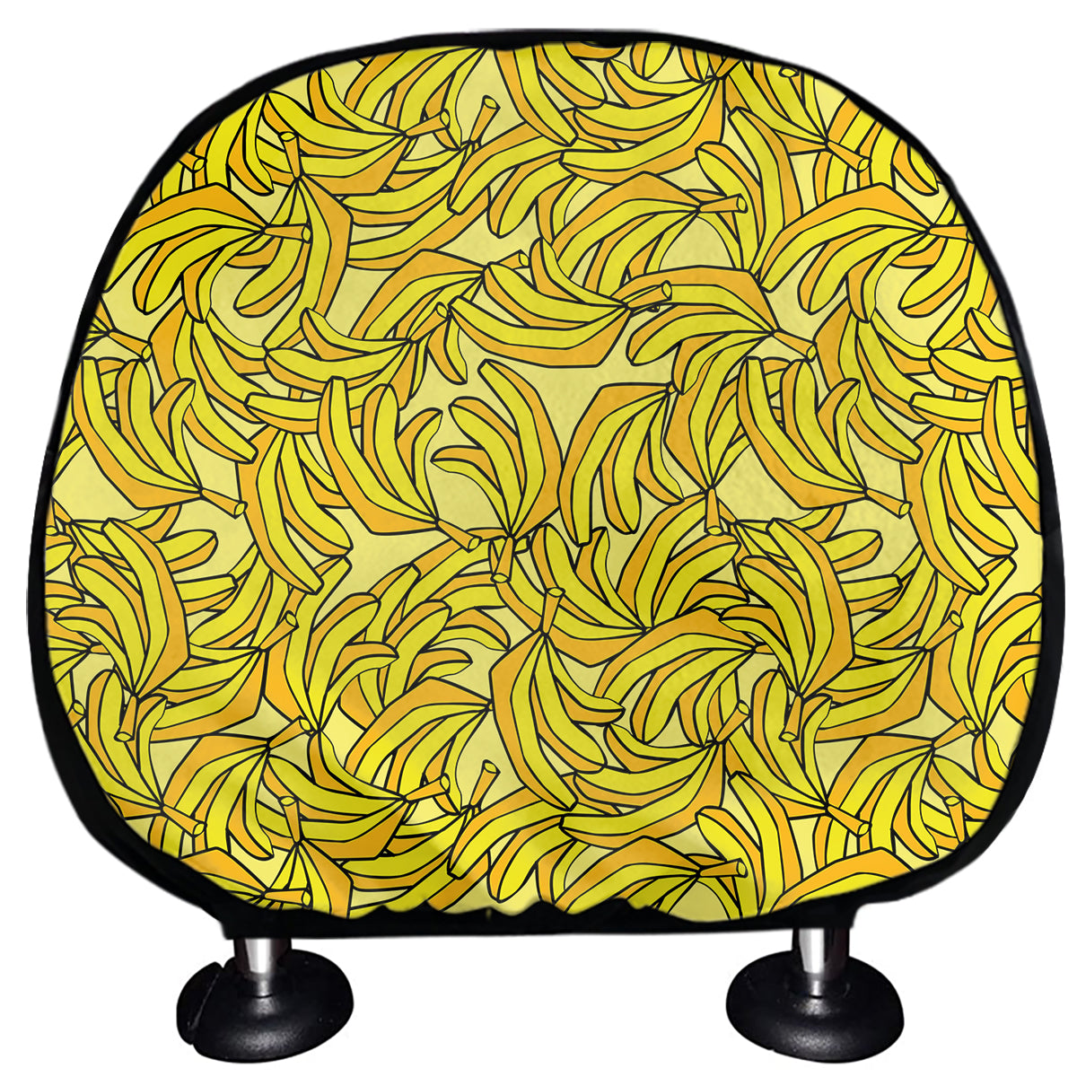 Yellow Geometric Banana Pattern Print Car Headrest Covers