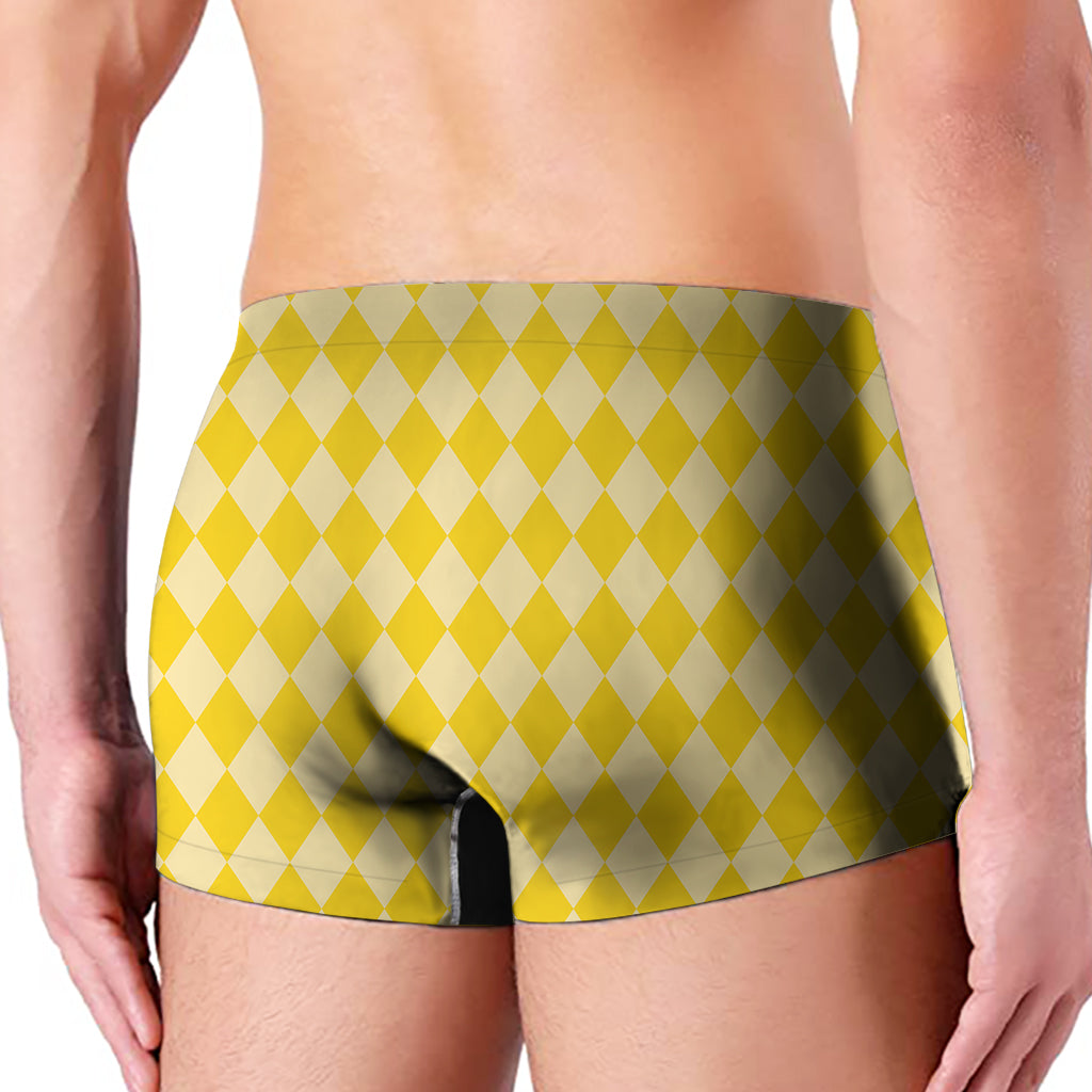 Yellow Harlequin Pattern Print Men's Boxer Briefs