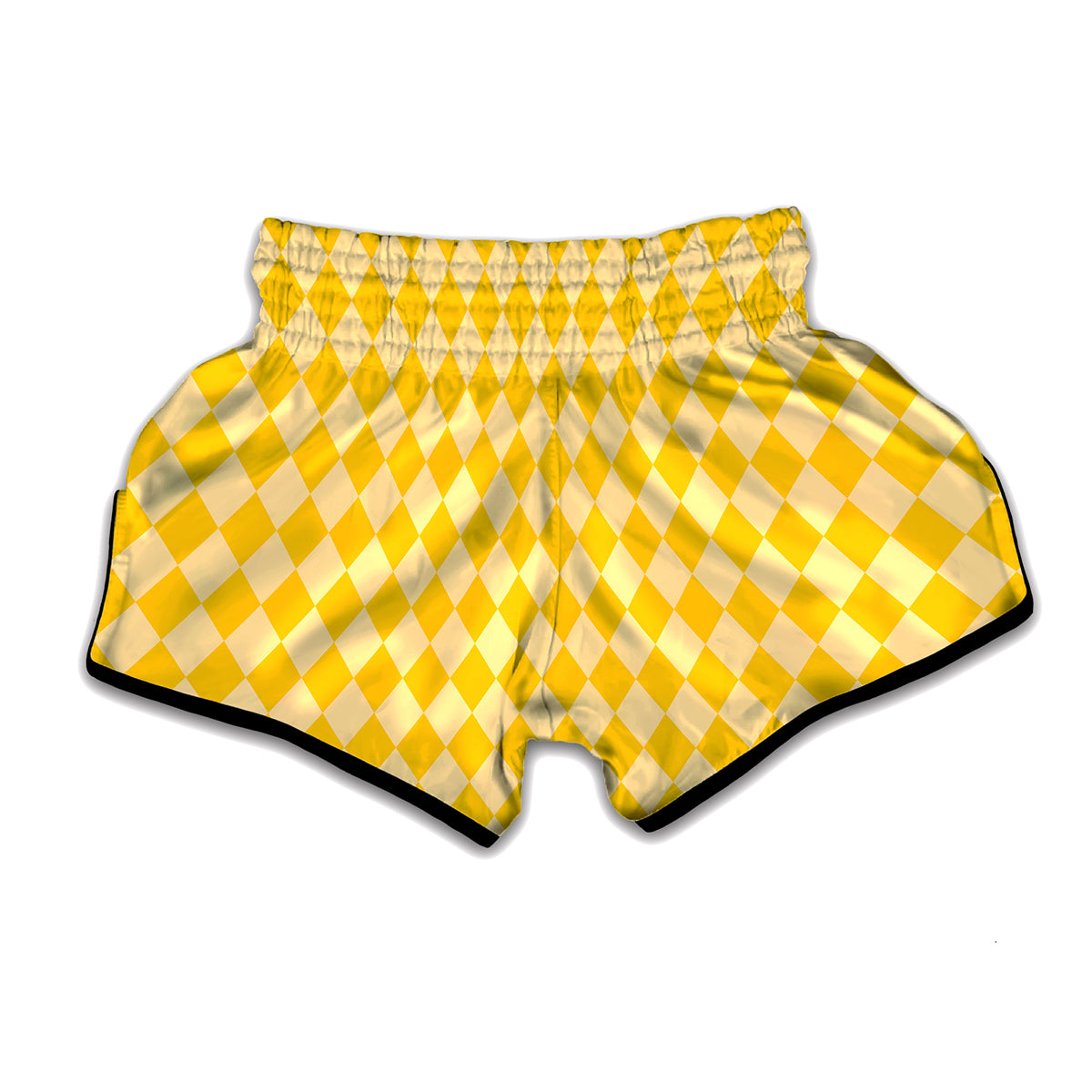 Yellow Harlequin Pattern Print Muay Thai Boxing Shorts