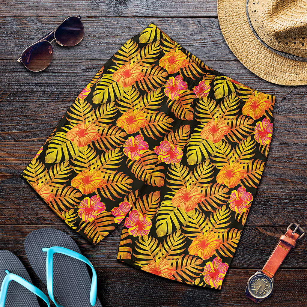 Yellow Hawaiian Tropical Pattern Print Men's Shorts