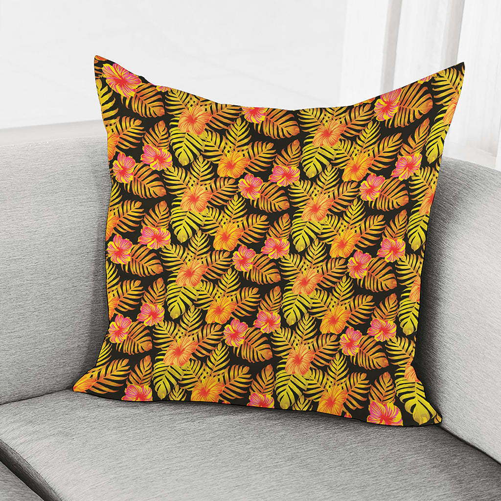 Yellow Hawaiian Tropical Pattern Print Pillow Cover