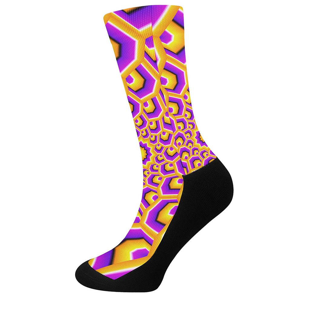 Yellow Hive Moving Optical Illusion Crew Socks