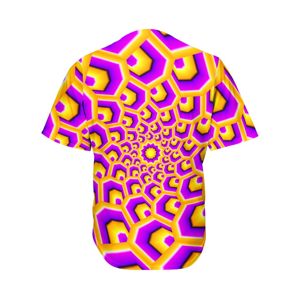 Yellow Hive Moving Optical Illusion Men's Baseball Jersey