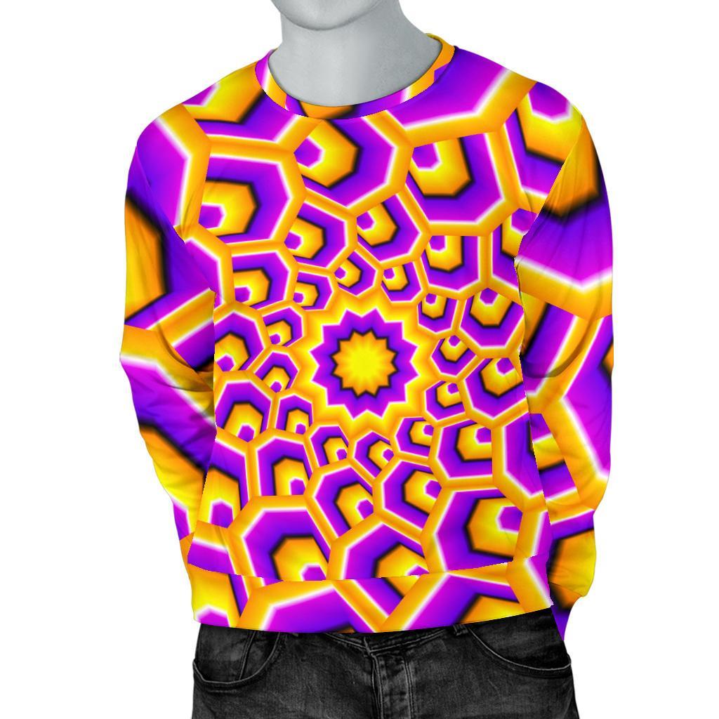 Yellow Hive Moving Optical Illusion Men's Crewneck Sweatshirt GearFrost