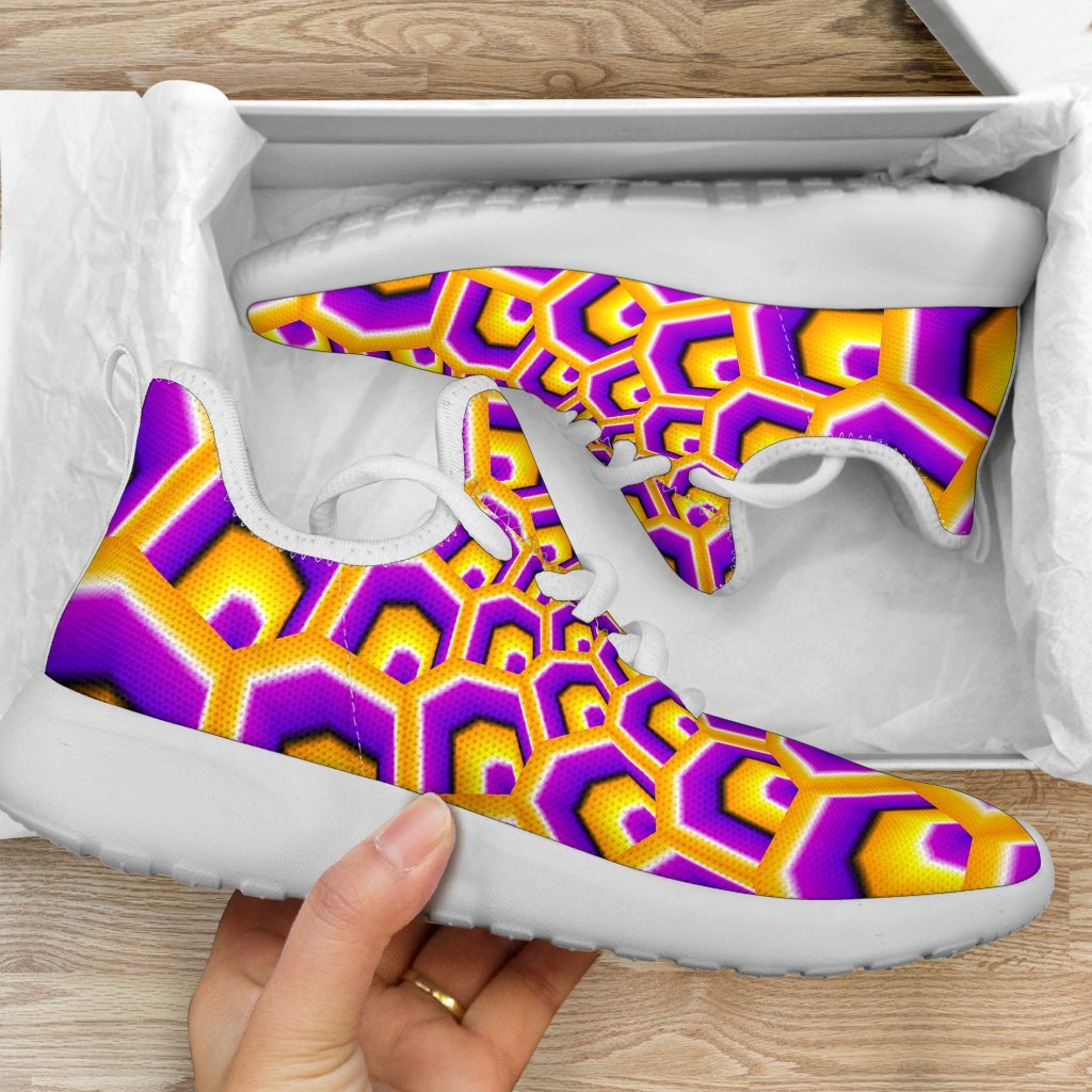 Yellow Hive Moving Optical Illusion Mesh Knit Shoes GearFrost
