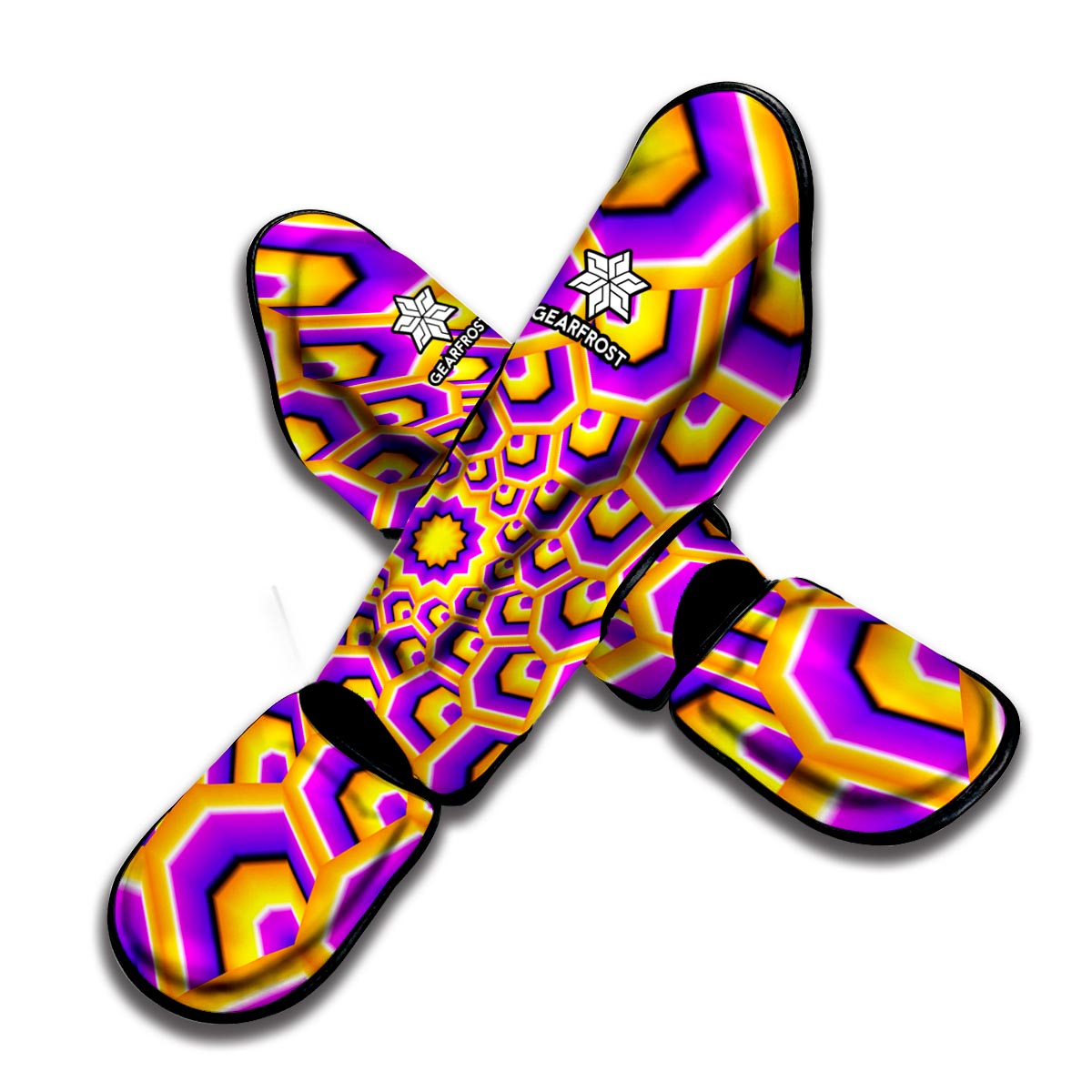 Yellow Hive Moving Optical Illusion Muay Thai Shin Guard