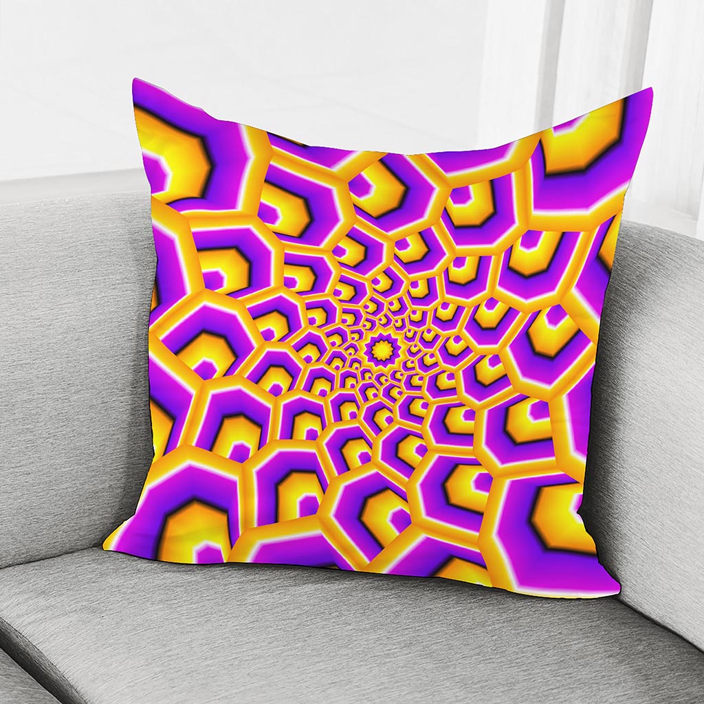 Yellow Hive Moving Optical Illusion Pillow Cover