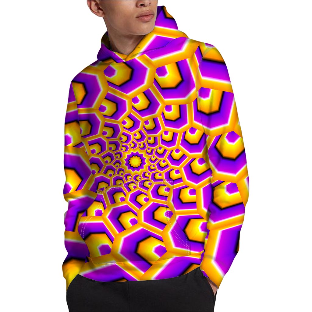 Yellow Hive Moving Optical Illusion Pullover Hoodie