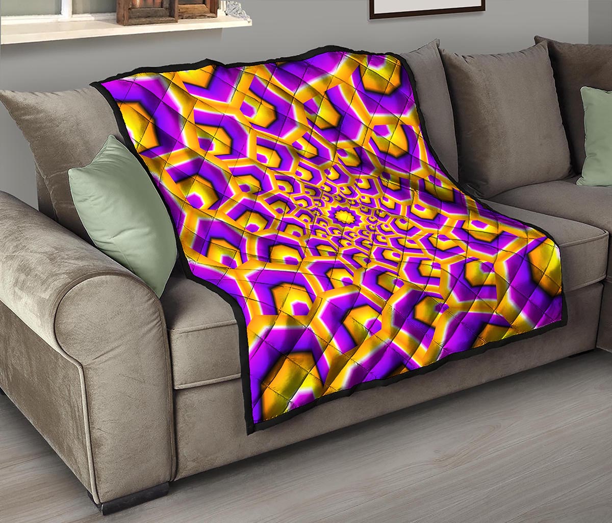 Yellow Hive Moving Optical Illusion Quilt