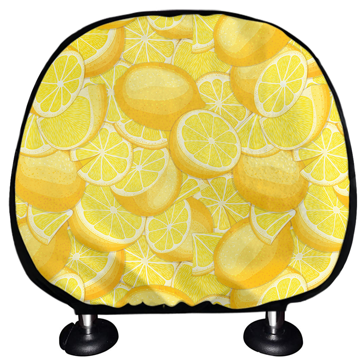Yellow Lemon Pattern Print Car Headrest Covers