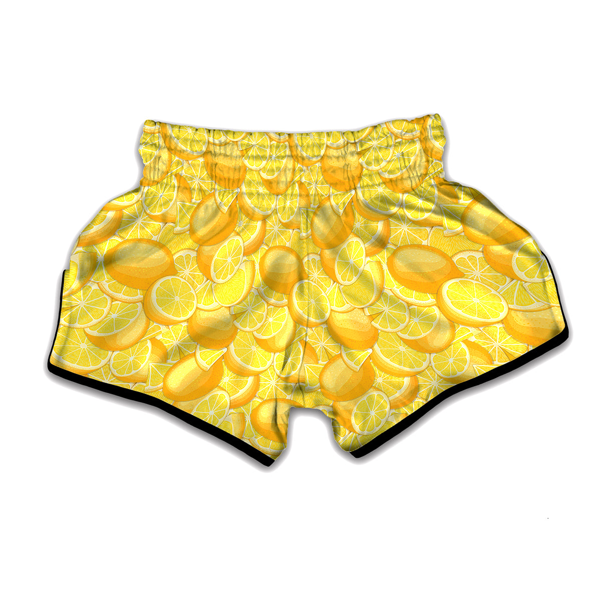 Yellow Lemon Pattern Print Muay Thai Boxing Shorts