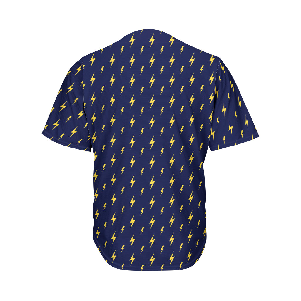 Yellow Lightning Bolts Pattern Print Men's Baseball Jersey