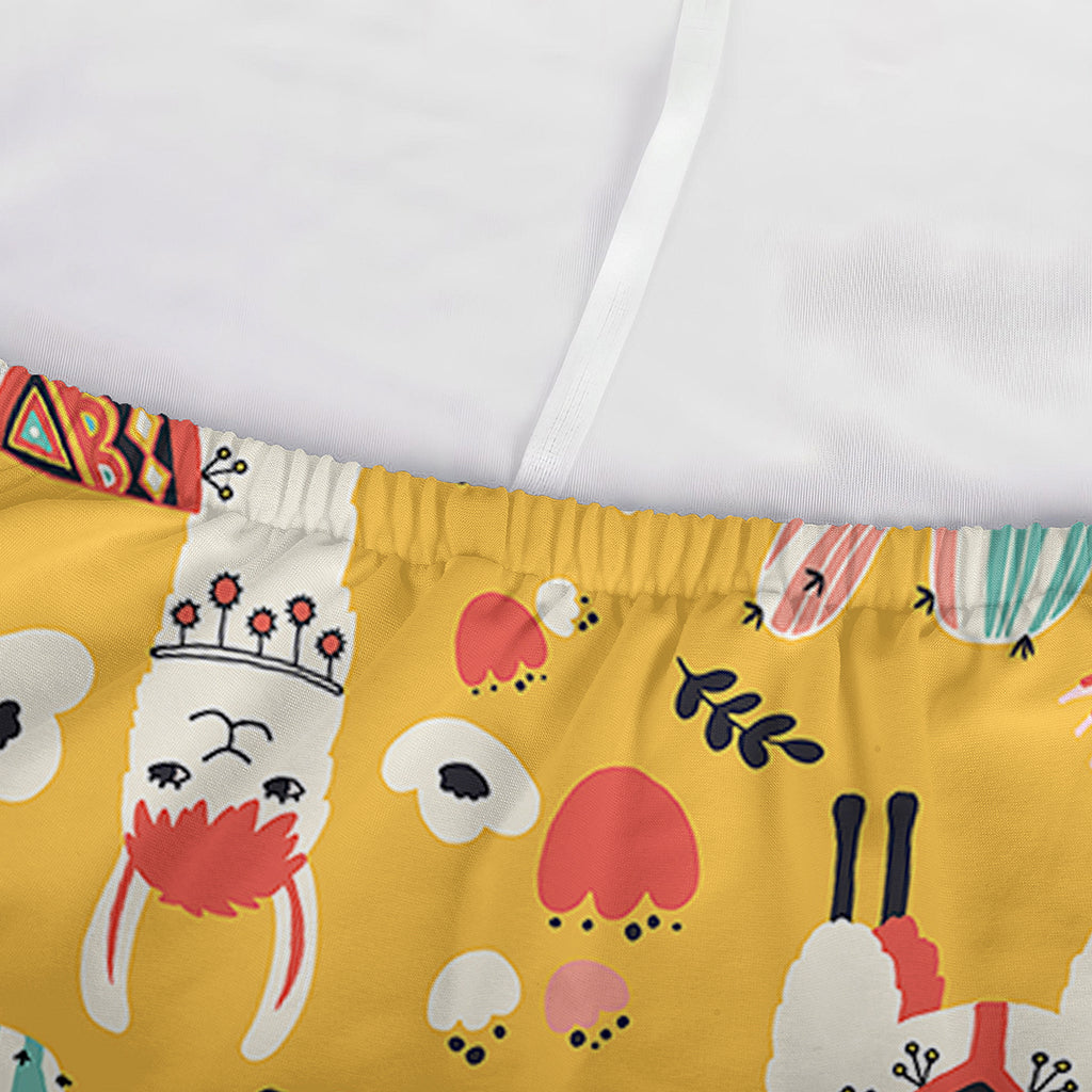 Yellow Llama Pattern Print Sofa Cover