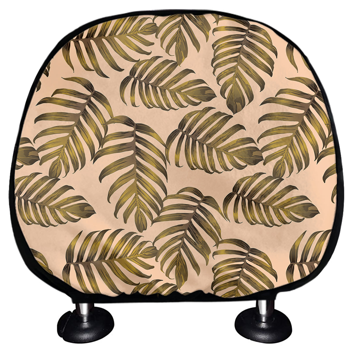 Yellow Monstera Leaves Pattern Print Car Headrest Covers