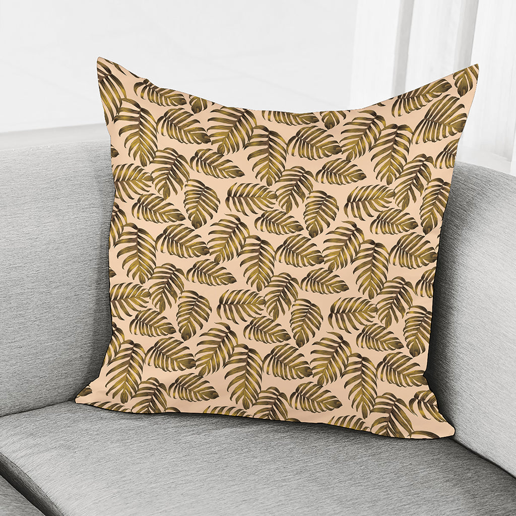 Yellow Monstera Leaves Pattern Print Pillow Cover