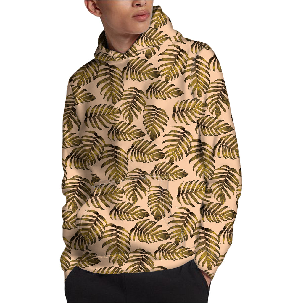 Yellow Monstera Leaves Pattern Print Pullover Hoodie